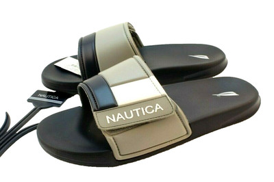 New NAUTICA Bower 2 Size 7 Gray Athletic Slide Adjustable Men's Comfort Sandals