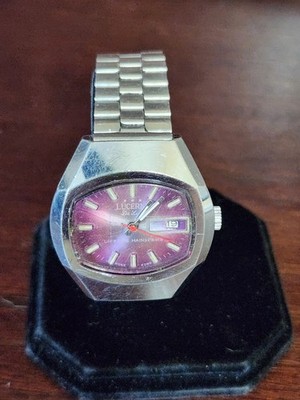 Vintage Rare Lucerne DeLuxe Watch Mechanical TV Dial Wristwatch Purple Working