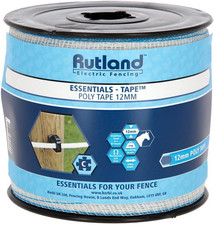 Rutland Essentials 12mm Poly Tape 200m - White/Blue for Fencing Solutions