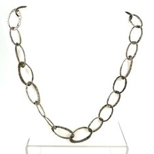 Vintage sterling silver Silpada Israel Hammered oval link chain necklace