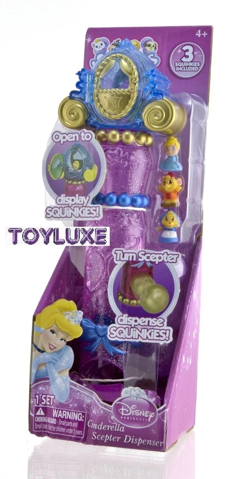 Disney Princess 3 Squinkies & Dispenser Scepter Wand CINDERELLA Toy Holds 6 NEW - Image 2 of 3