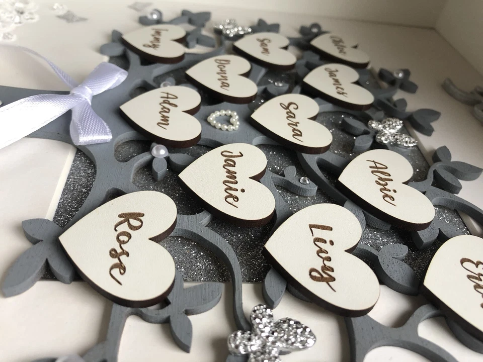 Personalised 3D Box Frame Family Tree Gift Unique Keepsake ,Wedding Gift Frame - Image 4 of 4