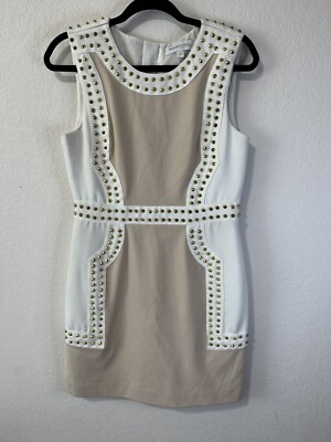Finders Keepers Women's Large One More Time Dress White & Nude w/Gold Studs