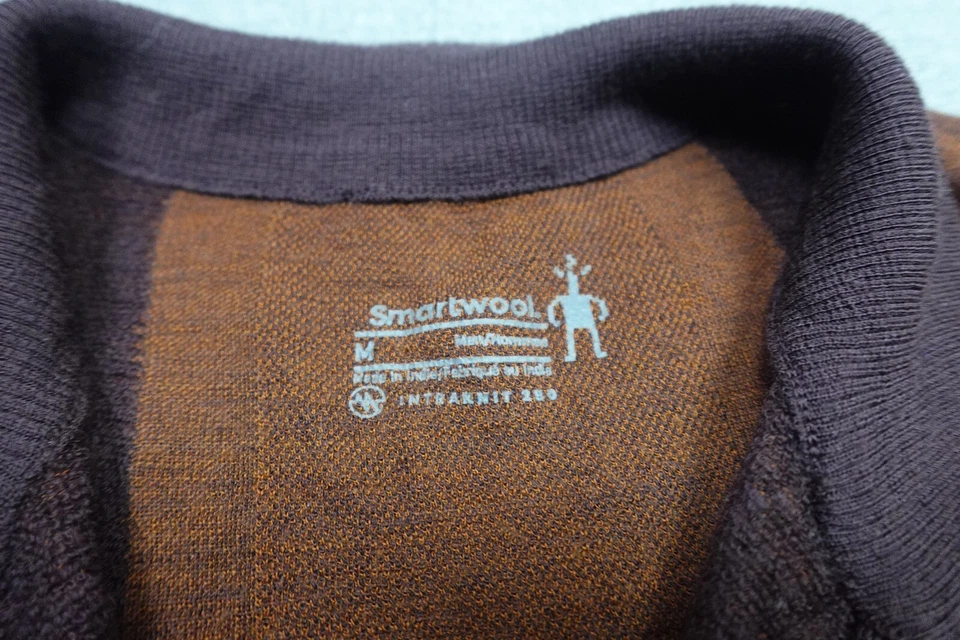 Smartwool Quarter 拉链毛衣男式中号橙色羊毛 Intraknit 250 徒步跑步 — 第 2/4 张图片
