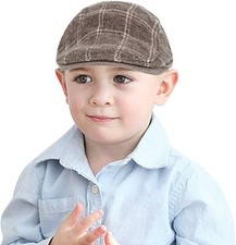 Bellady Brown Plaid Flat Cap Hat Kid's Size 2-6 Year L19327
