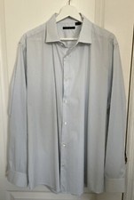THEORY Button Up Shirt Men  s Size 17 1/2 32-33R  Long Sleeve Pattern Plaid Blu