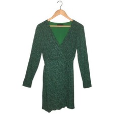 Sanctuary Stay The Night Wrap Leopard Long Sleeve V Neck Lined Dress Green 4