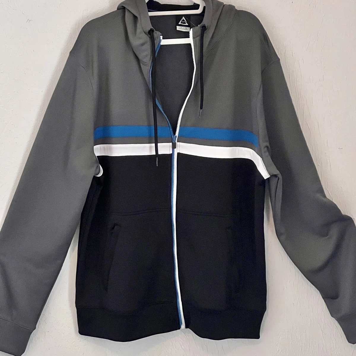 Aeropostale A87 Men s Gray Black Jacket SZ 2XL 2GT Blue White Stripe NEW