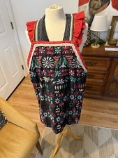 Free People Cozumel Embroidered Linen Blend Ruffle Mini Dress XS Detail Hippie