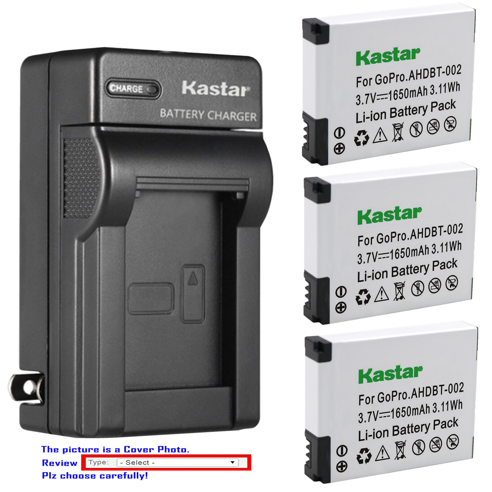 Kastar Battery Wall Charger for Gopro2 Gopro HERO2 Gopro Hero 2 GoPro AHDBT-002