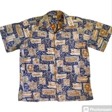 Large Hawaiian Mens Shirt  Made in the USA Go Barefoot Vintage 100 Cotton L