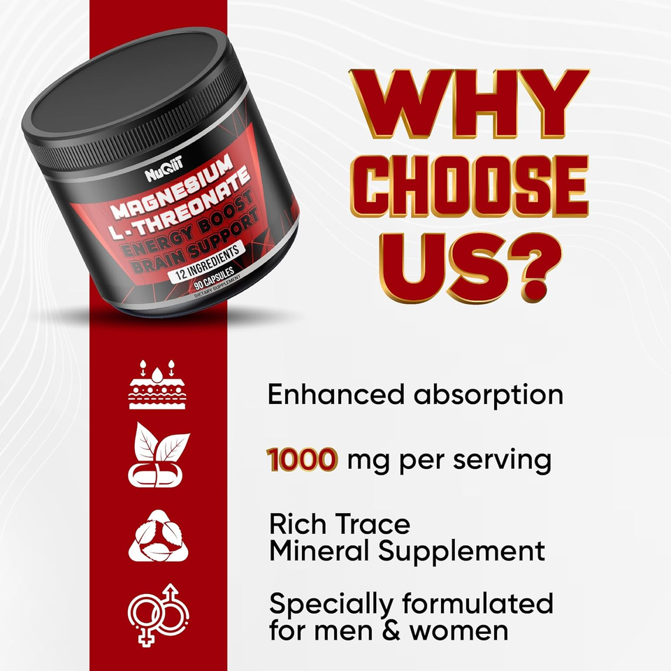 Magnesium LThreonate 1000Mg with Irish Sea Moss, LTheanine, and More
