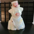 Fenton Art Glass Hand Painted Tulips On Milk Carnival Clown With Top Hat