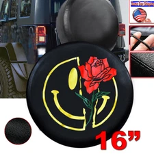 16" Leather Smile Eyes Rose Spare tire Cover for Jeep Liberty Wrangler Size L