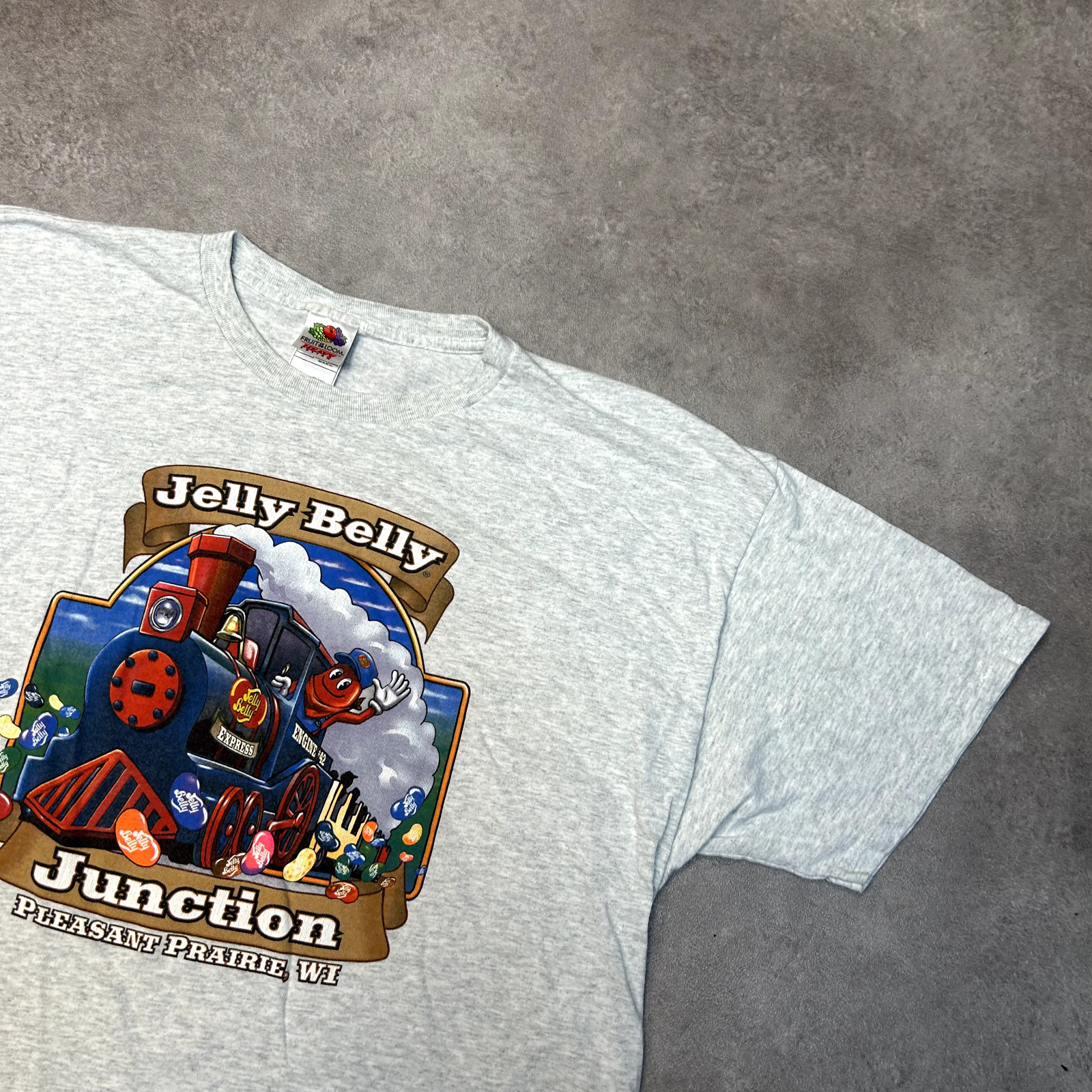 Fruit of the Loom Jelly Belly Junction Mens 2XL Graphic Single Stitch Tee, Grey image 2