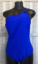 NWT Cupshe Womens One Piece Swimsuit Size XS Blue One Shoulder Gold Shells