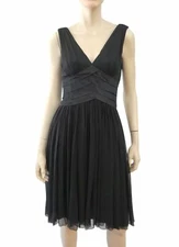 Vintage MARK ZUNINO Black Silk Satin Waist Sleeveless Evening Cocktail Dress S