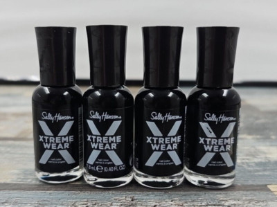 4 Pack Sally Hansen Hard As Nails Xtreme Wear Nail Polish Liquid, Black Out, ...