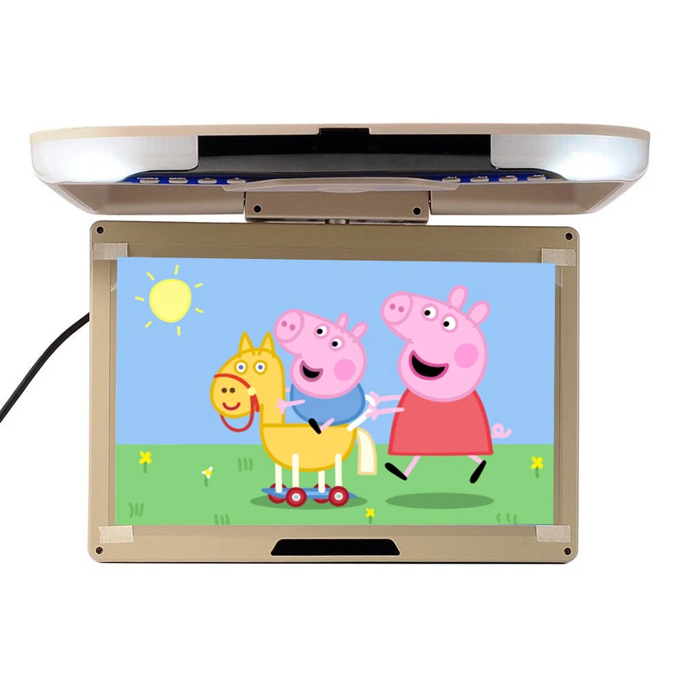 US 13'' Wide LCD TFT Car Ceiling Flip Down Monitor Auto Roof Mount TV Beige - Image 3 of 4