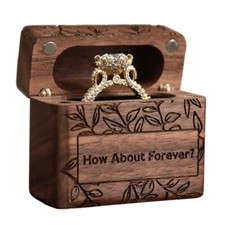 Ring Box, Wooden Ring Box for Wedding Ceremony Ring Bearer How About Forever