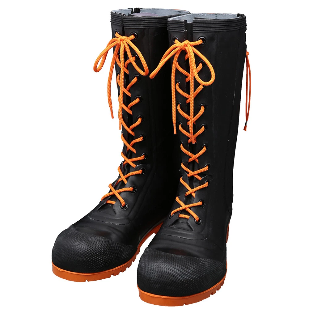 Lace up top rubber work boots
