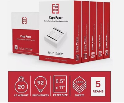 Copy Paper 8.5'' x 11'' 20 lbs. 92 Brightness 500 Sheets/Ream 10