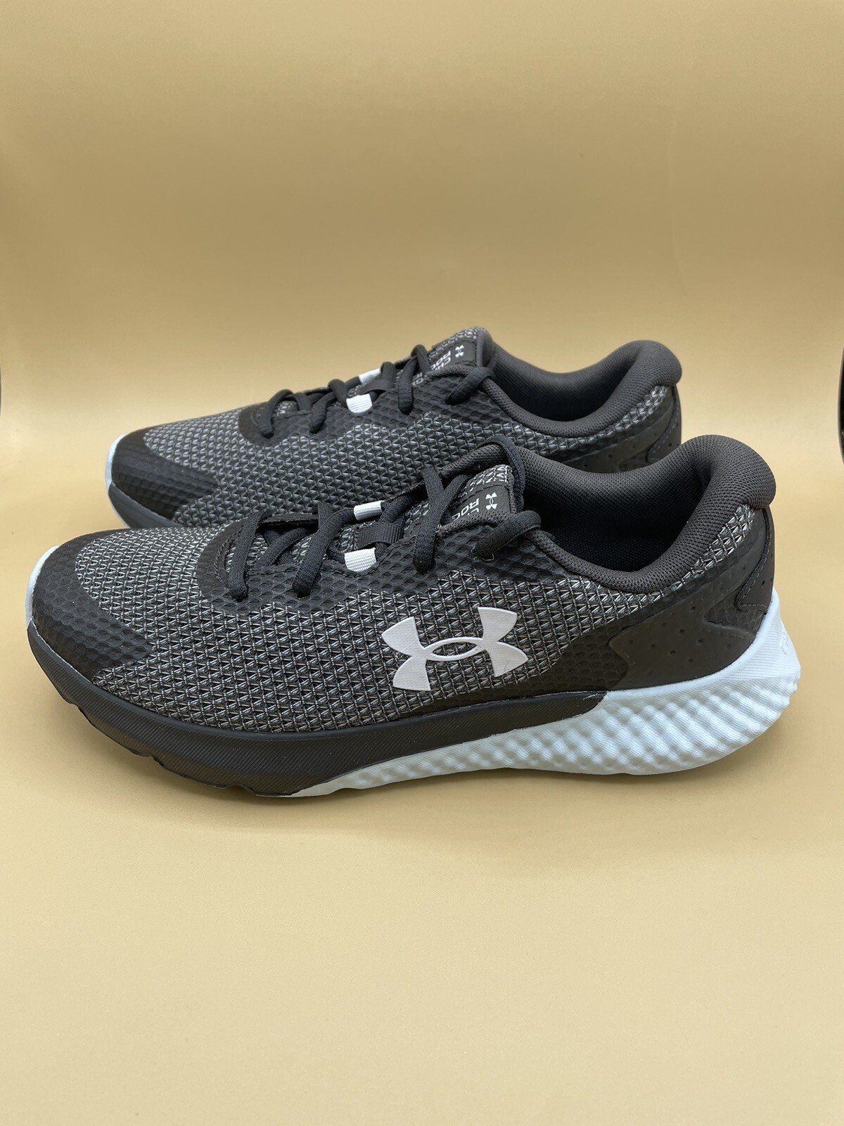 Size 7.5 Under Armour 3024888-105 Charged Rogue 3 Womens Grey/Blue Running Shoes