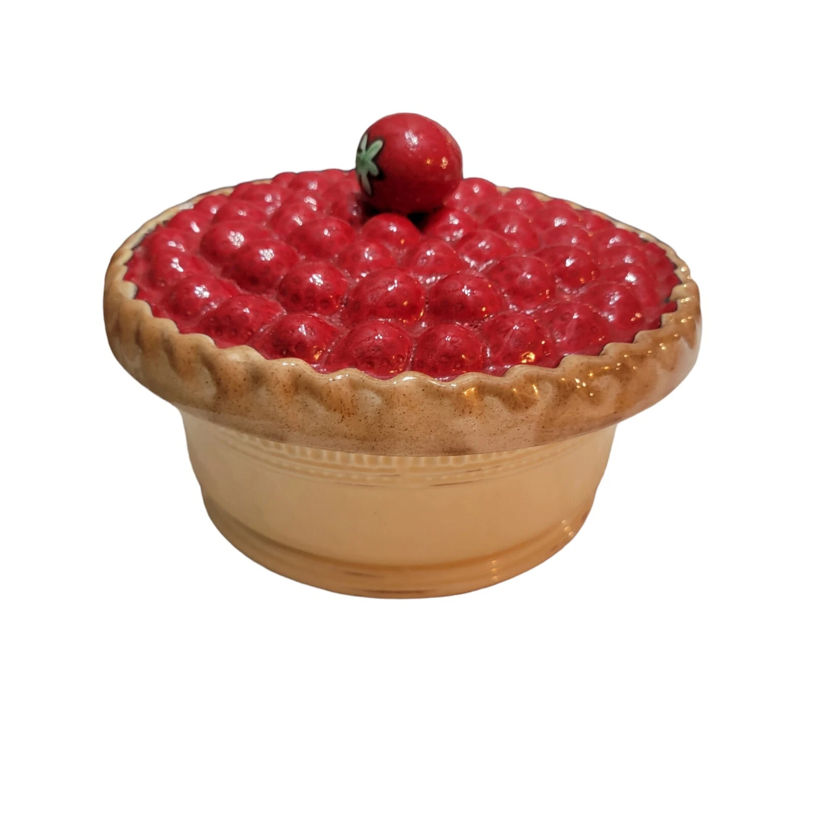 Wendy Master Pottery Strawberry Cake Pie Bowl with lid 10 in diameter 5 in tall