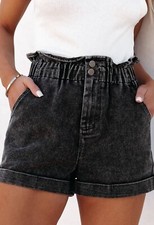 Black Vintage High Waist Denim Shorts - Size 10
