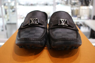 Louis Vuitton Hockenheim Moccasin Loafers Graphite Canvas Men 8 | eBay