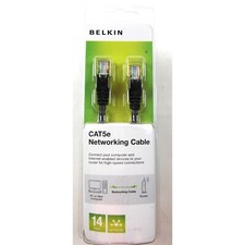 Belkin 14 Ft Cat 5e Black Networking Ethernet Cable Patch Cable NEW B15J3