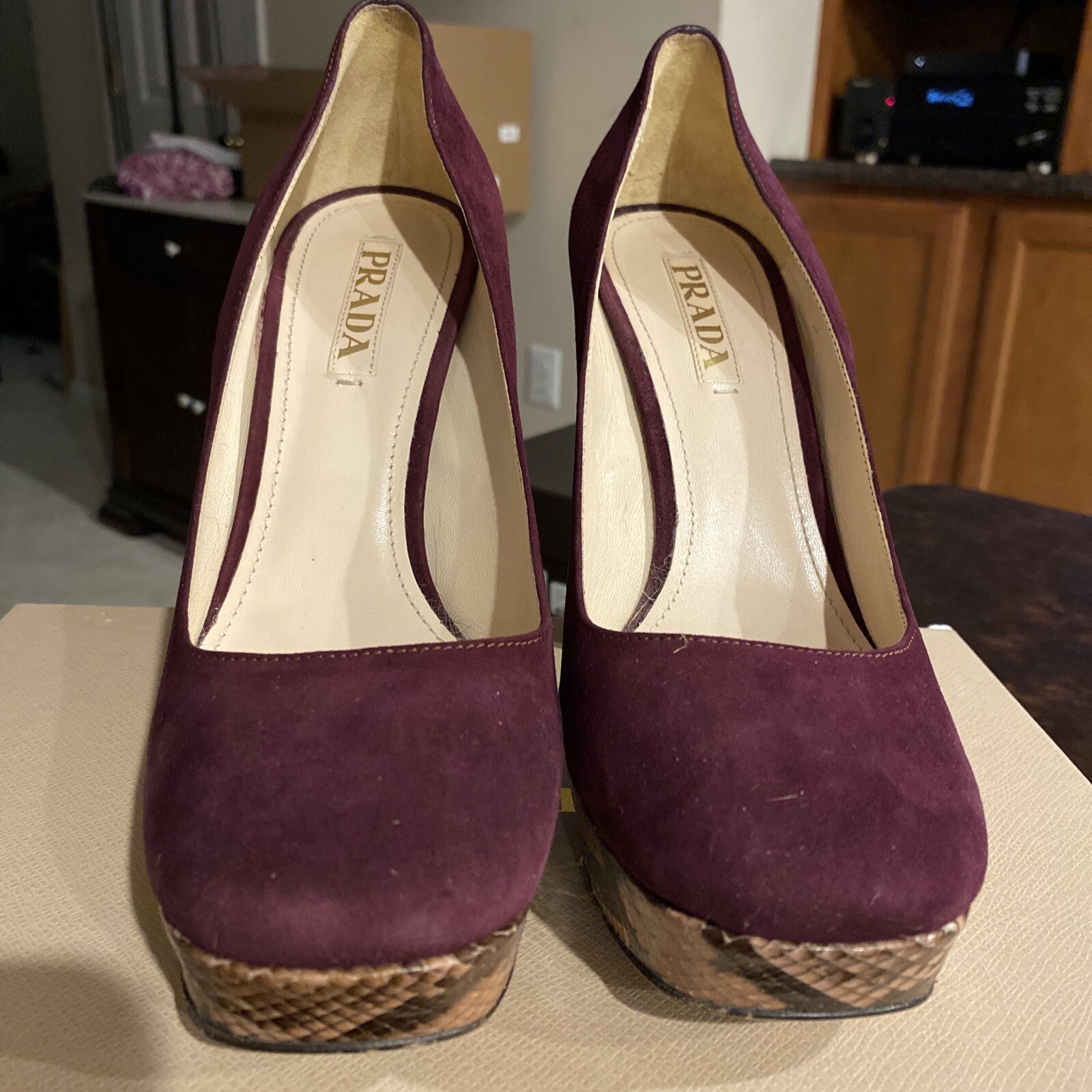 Prada Python Platform Pumps High Heels Shoes Sz 8… - image 4