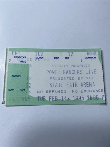 Vintage 1995 Power Rangers Mighty Morphin Live Ticket State Fair Arena VERY RARE