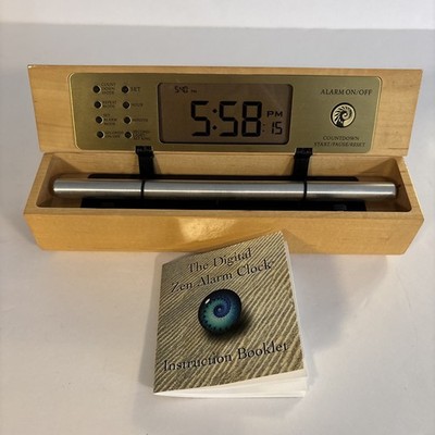 Now & Zen Digital Chime Alarm Clock 2005 Wooden Case~Tested Works Fine *read
