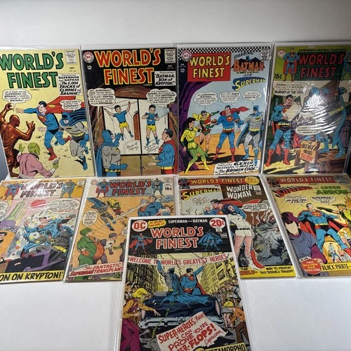 DC Comics Worlds Finest 1964 Comic Book Lot Of 9 Superman Batman Vintage