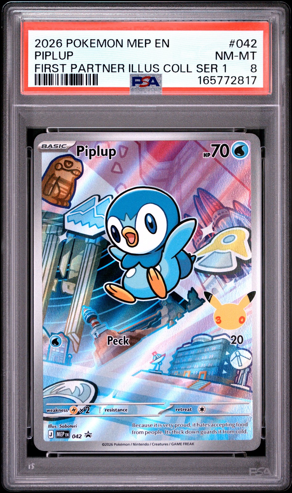 2026 POKEMON MEP EN-ME BLACK STAR PROMO #042 PIPLUP PSA 8
