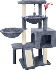 Cat Tree with Cat Condo and Two Hammocks, Cat Tree with Scratching Posts and Scr