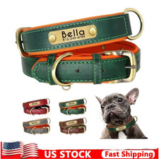 Soft Leather Personalized Dog Collar ID Tag Engraved for Small Medium Large Dogs