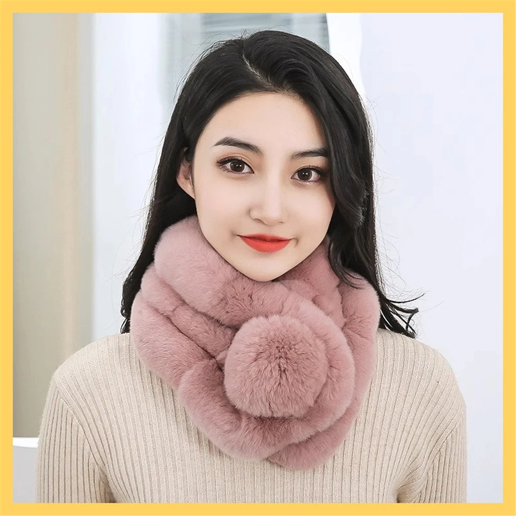 Women's Real Rabbit Fur Scarf Thicken Winter Warm Neck Wrap Collar Size 70x13cm
