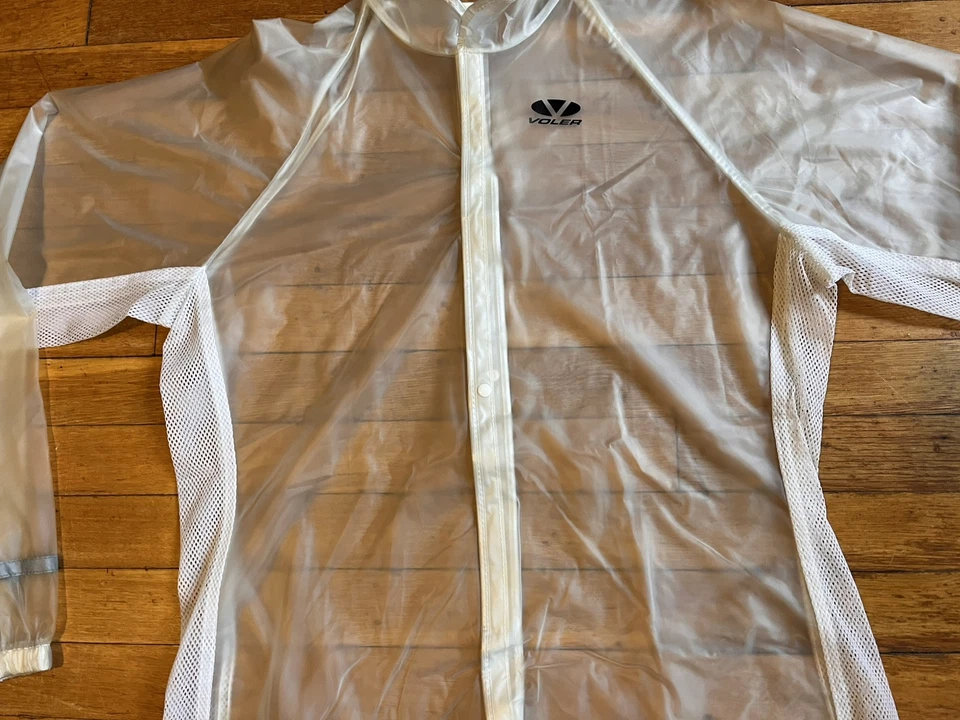 VINTAGE Voler Cycling Jacket Raincoat Unisex Medium Clear Translucent - Image 3 of 4