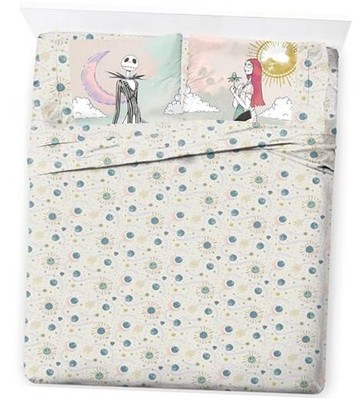  Sheet Set with Fitted, Flat 4 Piece Queen Beige - Nightmare Before Christmas