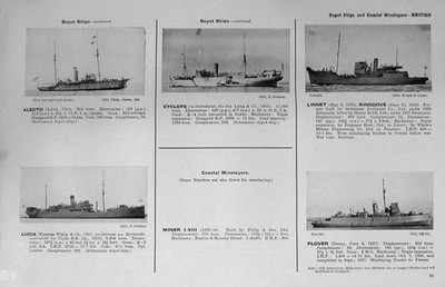 Old Vintage Print 1936-54 Depot Ships Alecto Lucia Linnet Cyclops Plover 20th