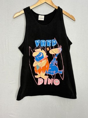 Fred Dino Shirt Men s Black Medium Sleeveless Vintage 90s Paramount Parks Tank