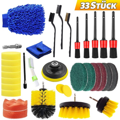 #ad #ad 33Pcs Car Cleaning Kit Interior Exterior Auto Detailing Wash Drill Brush part ZI $21.34