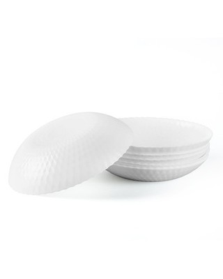 LaGlint 30 OZ Opal Glass Pasta Bowls Set of 6, White 8.5 inch Round Shallow S...