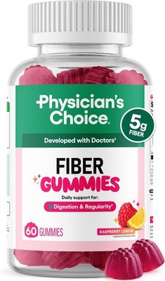 Physician S Choice Fiber Gummies for Digestive Health & Regularity - Raspberry L