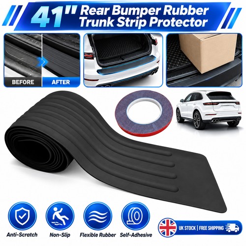 Universal Car Rear Bumper Protector Strip Plate Rubber Cover Guard Trim ...