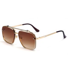 Square Aviator Sunglasses for Men and Women Fashion Metal Vintage Gradient Sh...