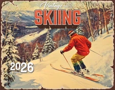 2026 Vintage Skiing Wall Calendar 16-Month X-Large Size 14x22 | FREE SHIPPING