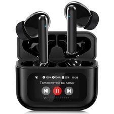 Wireless Earbuds,Headphones with Multifunctional Touch Screen,Black